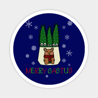 Merry Cactus - Eves Pin Cacti In Christmas Bear Pot Magnet